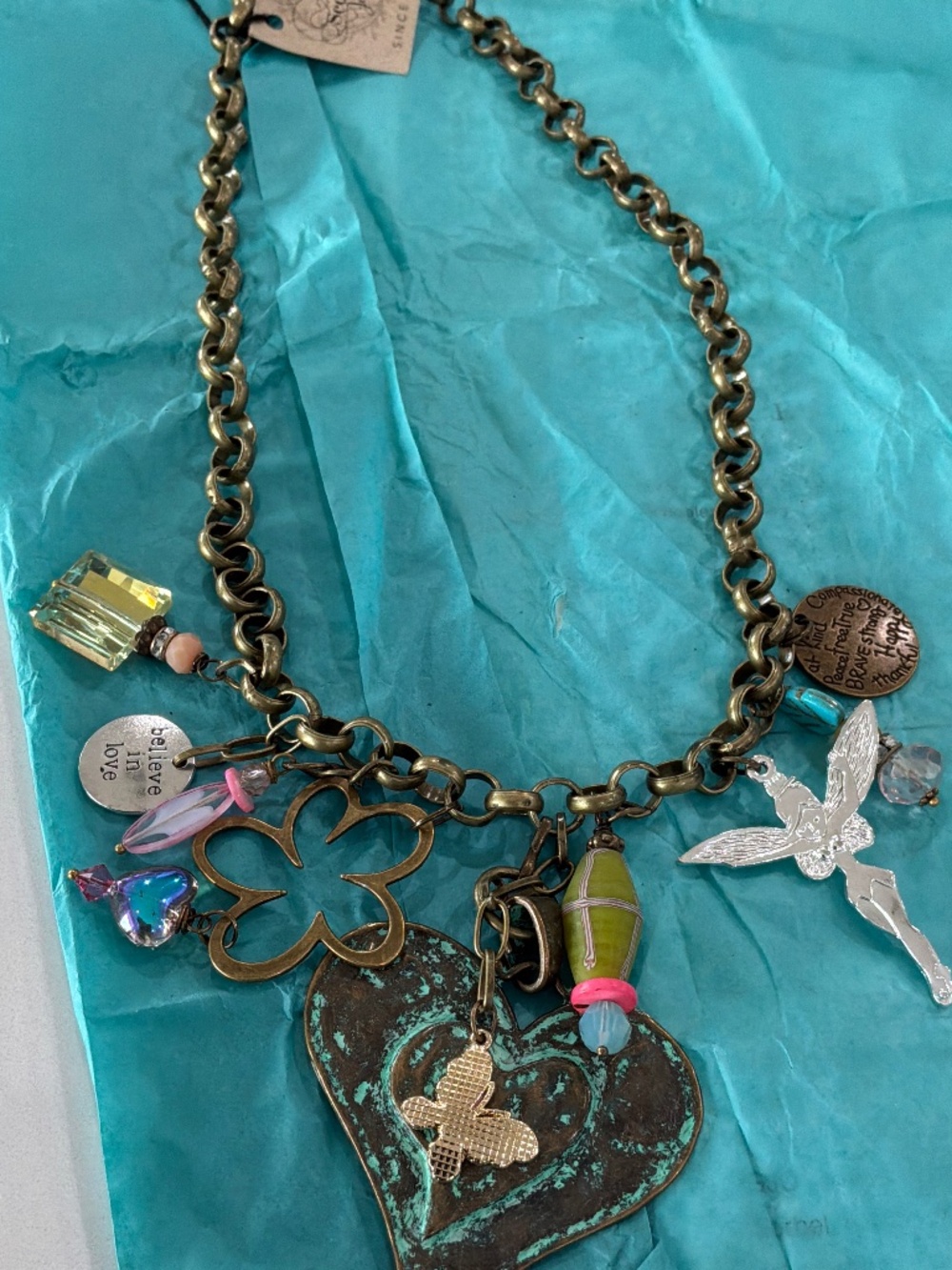 🎉 BOHO GYPSY JUNK HEART 2 NECKLACE WITH THICKER CHAIN
